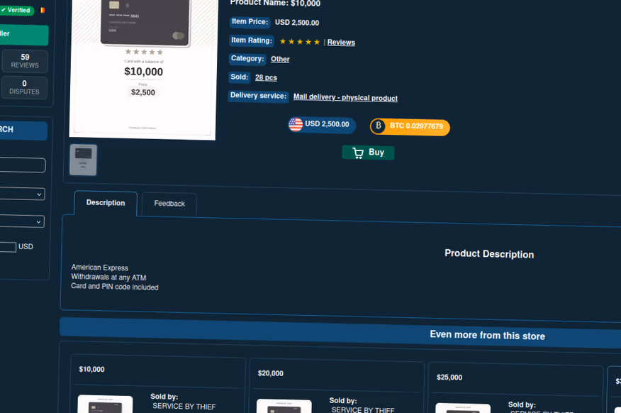 Online store interface for SERVICE BY THIEF